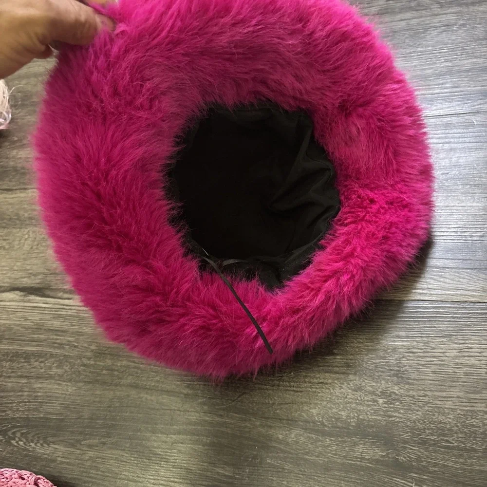 Fuzzy Bucket Hat for Women Winter Fluffy Furry Plush Faux Fur Hats Bucket Hats